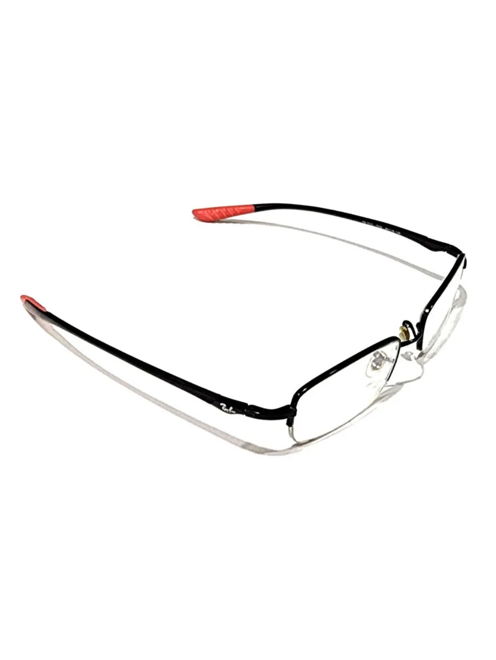 Ray Ban RB7512 1012 Black Metal Red Rectangle Eyeglasses 49-19 140